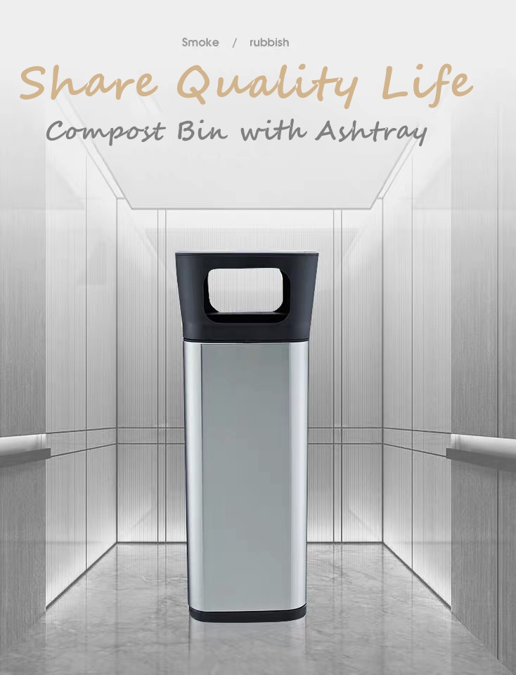 Square Stainless Steel Trash Bin