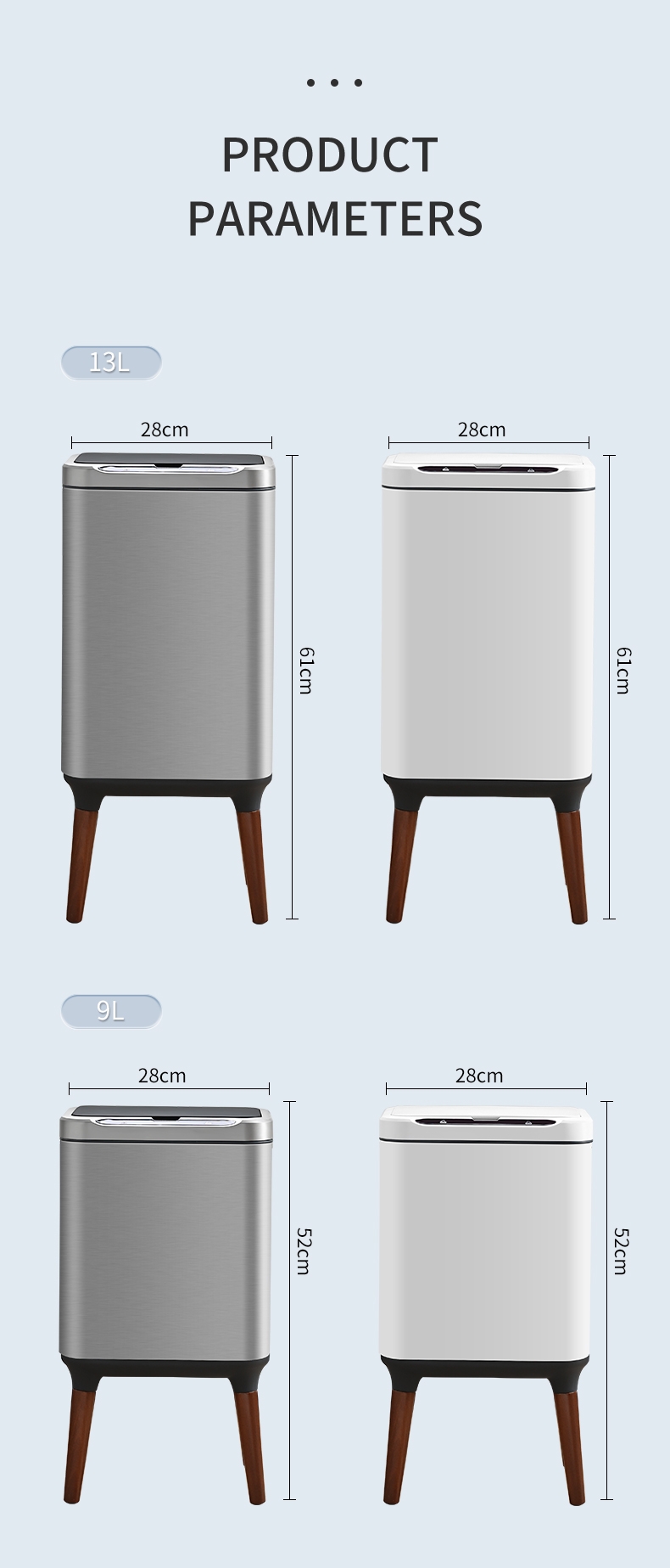 Smart Sensor High-Leg Trash Can