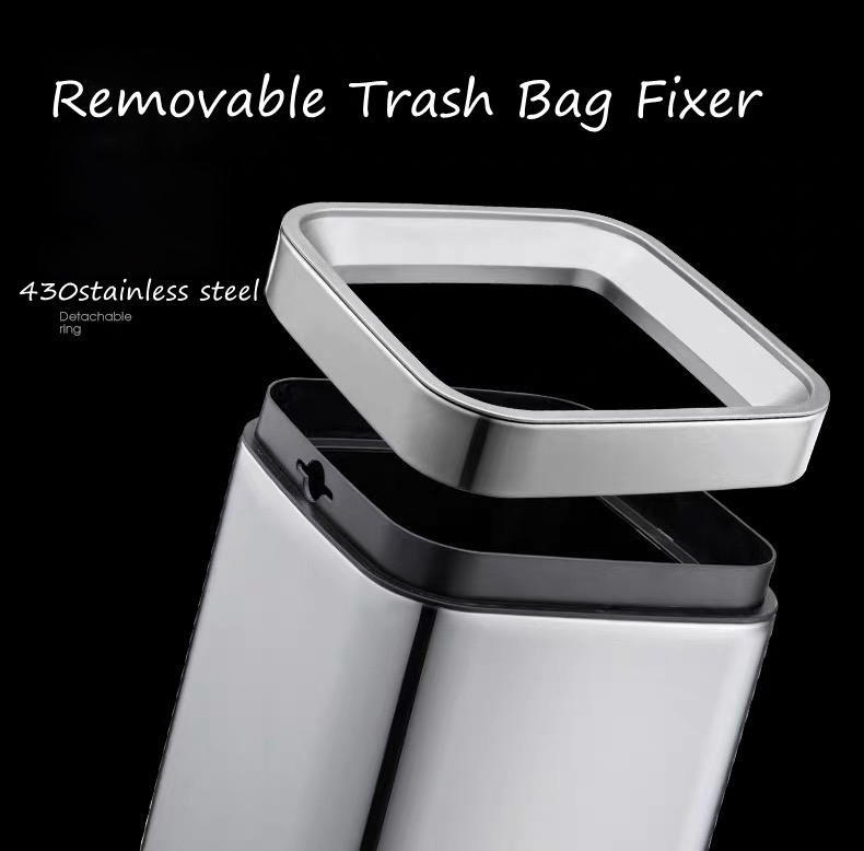 Stainless steel hotel square waste paper basket garbage bin