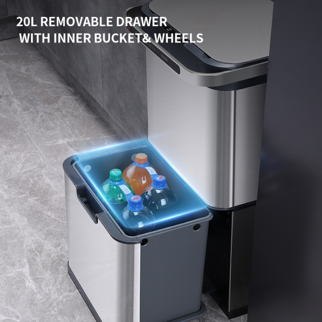 Double layer classification kitchen intelligent garbage bin