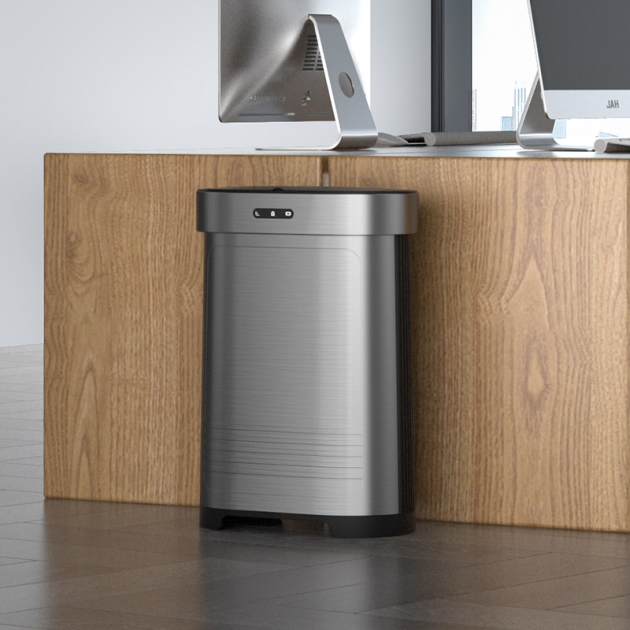 Foldable large capacity induction stainless steel trash can