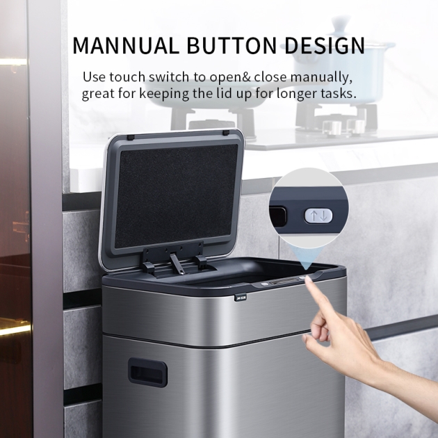 Stainless steel kitchen sensor garbage bin