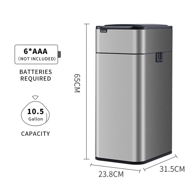 Stainless steel medium-sized bidirectional open lid intelligent sensing garbage bin